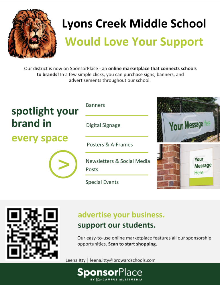   Screen shot of LCMS SponsorPlace flyer
